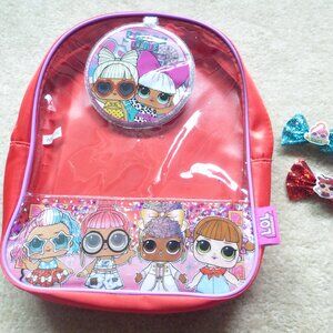LOL SURPRISE mini backpack with two hair barrettes